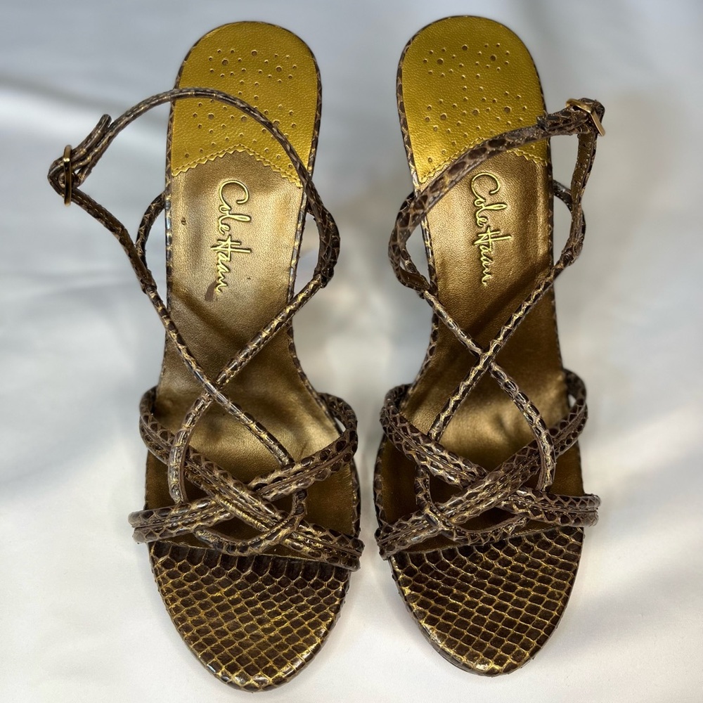 Cole Haan Snake Strappy Heel Sandals